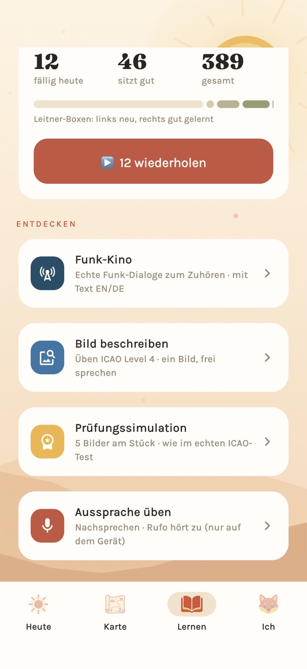 Der Lernbereich mit allen Trainern, darunter die Sprechübung